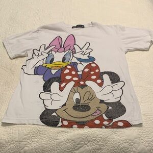 Zara Paris Vintage Disney Minnie & Daisy Besties USED Paint Cracking Size Large